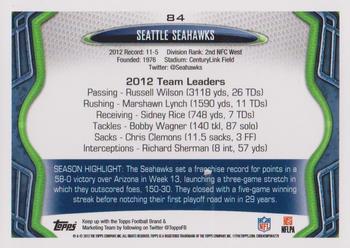 2013 Topps #84 Seattle Seahawks Back