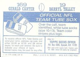 1985 Topps Stickers #19 / 169 Darryl Talley / Gerald Carter Back