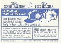1985 Topps Stickers #45 / 195 Pete Holohan / Dennis Harrison Back