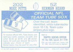 1985 Topps Stickers #52 / 202 Herman Heard / Mike Pitts Back