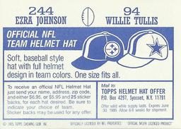 1985 Topps Stickers #94 / 244 Willie Tullis / Ezra Johnson Back