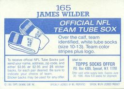 1985 Topps Stickers #165 James Wilder Back
