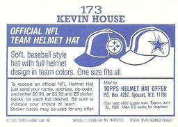 1985 Topps Stickers #173 Kevin House Back