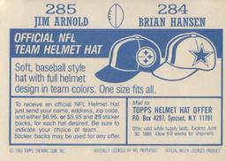 1985 Topps Stickers #284 / 285 Brian Hansen / Jim Arnold Back