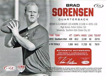 2013 SAGE HIT - Autographs Gold #A4 Brad Sorensen Back