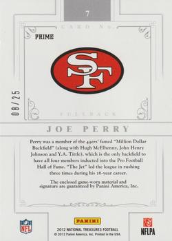 2012 Panini National Treasures - Souvenir Material Cuts #7 Joe Perry Back