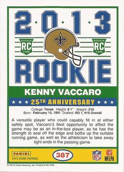 2013 Score #387 Kenny Vaccaro Back