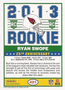 2013 Score #421 Ryan Swope Back