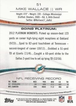 2013 Topps Platinum #51 Mike Wallace Back