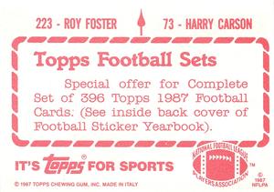 1987 Topps Stickers #73 / 223 Harry Carson / Roy Foster Back
