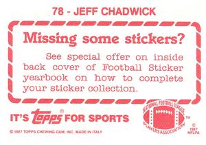 1987 Topps Stickers #78 Jeff Chadwick Back