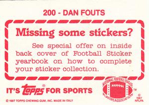 1987 Topps Stickers #200 Dan Fouts Back