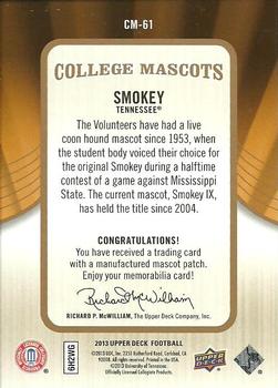 2013 Upper Deck - College Mascots Manufactured Patches #CM-61 Smokey Back