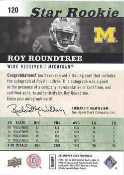 2013 Upper Deck - Star Rookie Autographs #120 Roy Roundtree Back