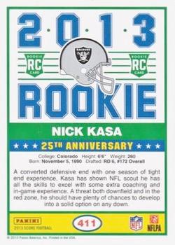 2013 Score - Blue #411 Nick Kasa Back