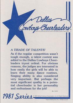 1981 Topps Dallas Cowboys Cheerleaders #7 A Tirade Of Talents Back