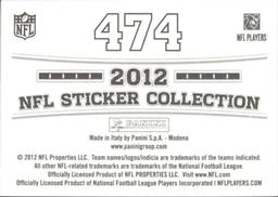 2012 Panini Stickers #474 Jeff Hostetler Back