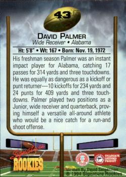 1994 Signature Rookies #43 David Palmer Back