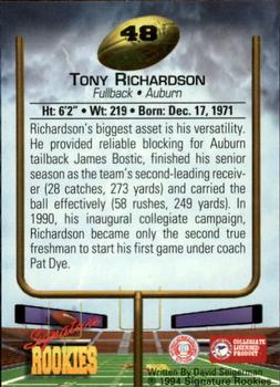 1994 Signature Rookies #48 Tony Richardson Back