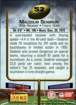 1994 Signature Rookies #52 Malcolm Seabron Back