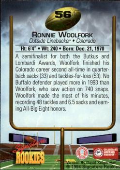 1994 Signature Rookies #56 Ronnie Woolfork Back