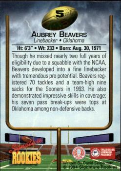 1994 Signature Rookies - Autographs #5 Aubrey Beavers Back