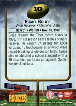 1994 Signature Rookies - Autographs #10 Isaac Bruce Back