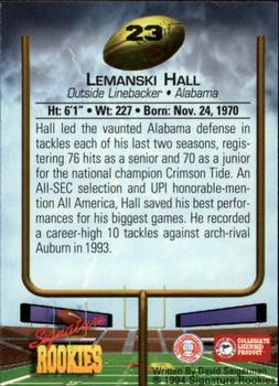 1994 Signature Rookies - Autographs #23 Lemanski Hall Back