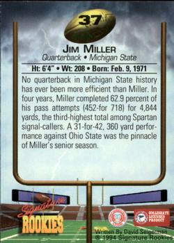1994 Signature Rookies - Autographs #37 Jim Miller Back