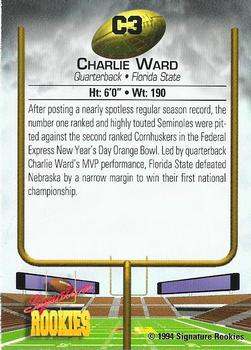 1994 Signature Rookies - Charlie Ward #C3 Charlie Ward Back