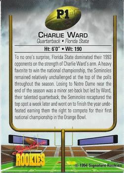 1994 Signature Rookies - Charlie Ward Promos #P1 Charlie Ward Back