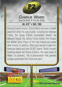 1994 Signature Rookies - Charlie Ward Promos #P2 Charlie Ward Back