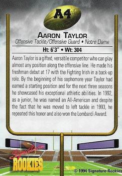 1994 Signature Rookies - Hottest Prospects #A4 Aaron Taylor Back