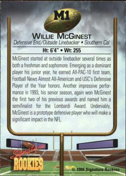 1994 Signature Rookies - Hottest Prospects Special Offer #M1 Willie McGinest Back