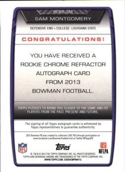 2013 Bowman - Chrome Rookie Autographs Refractors #RCRA-SM Sam Montgomery Back