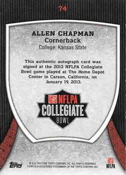 2013 Bowman - Topps NFLPA Collegiate Bowl Autographs #74 Allen Chapman Back