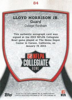 2013 Bowman - Topps NFLPA Collegiate Bowl Autographs #84 Lloyd Morrison Jr. Back