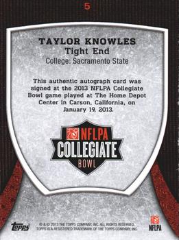 2013 Bowman - Topps NFLPA Collegiate Bowl Autographs #5 Taylor Knowles Back