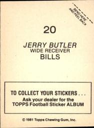 1981 Topps Stickers #20 Jerry Butler Back