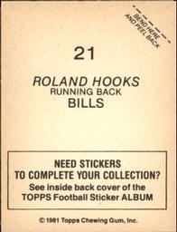 1981 Topps Stickers #21 Roland Hooks Back