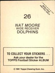1981 Topps Stickers #26 Nat Moore Back