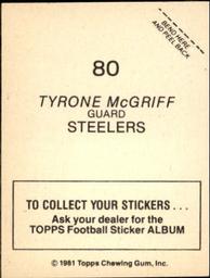 1981 Topps Stickers #80 Tyrone McGriff Back
