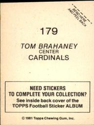 1981 Topps Stickers #179 Tom Brahaney Back