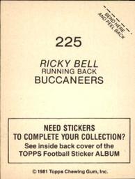 1981 Topps Stickers #225 Ricky Bell Back