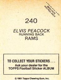 1981 Topps Stickers #240 Elvis Peacock Back
