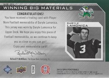 2013 SPx - Winning Big Materials #WB-DL Daryle Lamonica Back