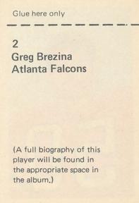 1972 NFLPA Wonderful World Stamps #2 Greg Brezina Back