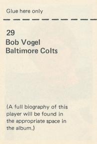 1972 NFLPA Wonderful World Stamps #29 Bob Vogel Back