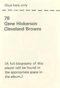 1972 NFLPA Wonderful World Stamps #78 Gene Hickerson Back