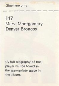 1972 NFLPA Wonderful World Stamps #117 Marv Montgomery Back